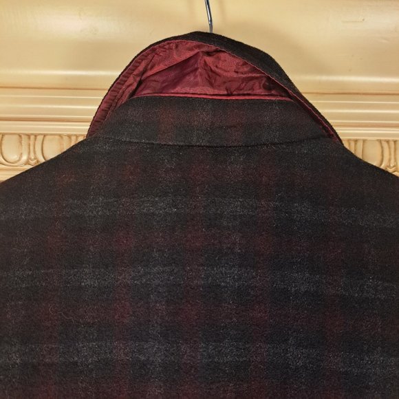 Men's Utex Plaid Button Front Wool Blend Coat Shacket Sz Large - Picture 6 of 9